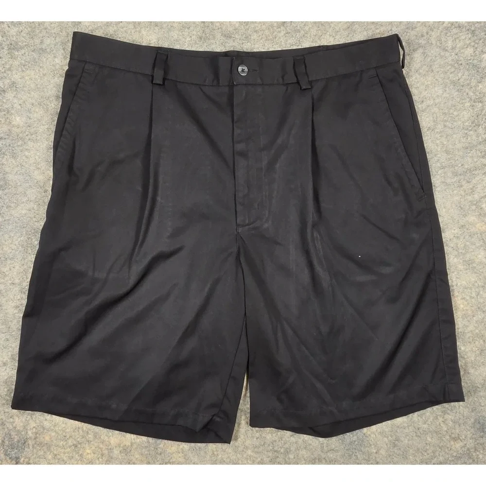 Nike Golf Fit Dry Pleated Shorts Mens 38 Black Performance Swoosh Logo RN56323